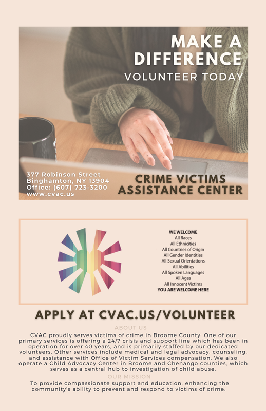 Call to action for CVAC volunteers. Apply at cvac.us/volunteer